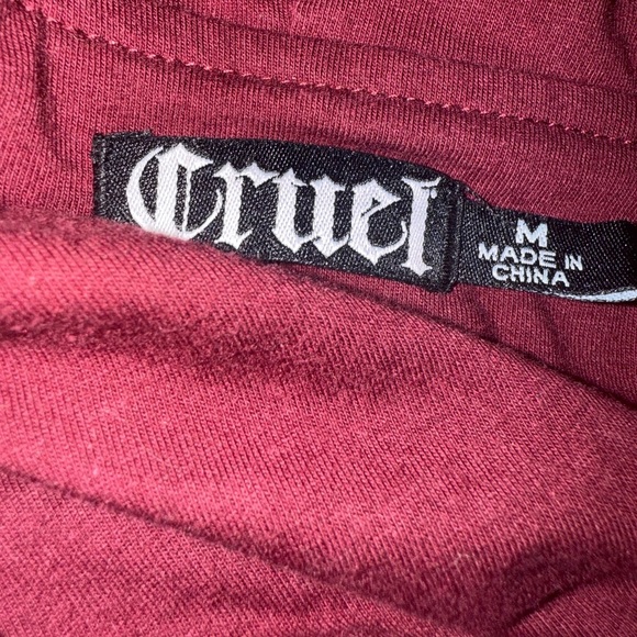 Cruel Zip-Up Hoodie Red Burnout Rhinestone Embellished Size M - Picture 4 of 11